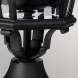 Victorian-Inspired Black Lantern Pedestal with Beveled Glass Details