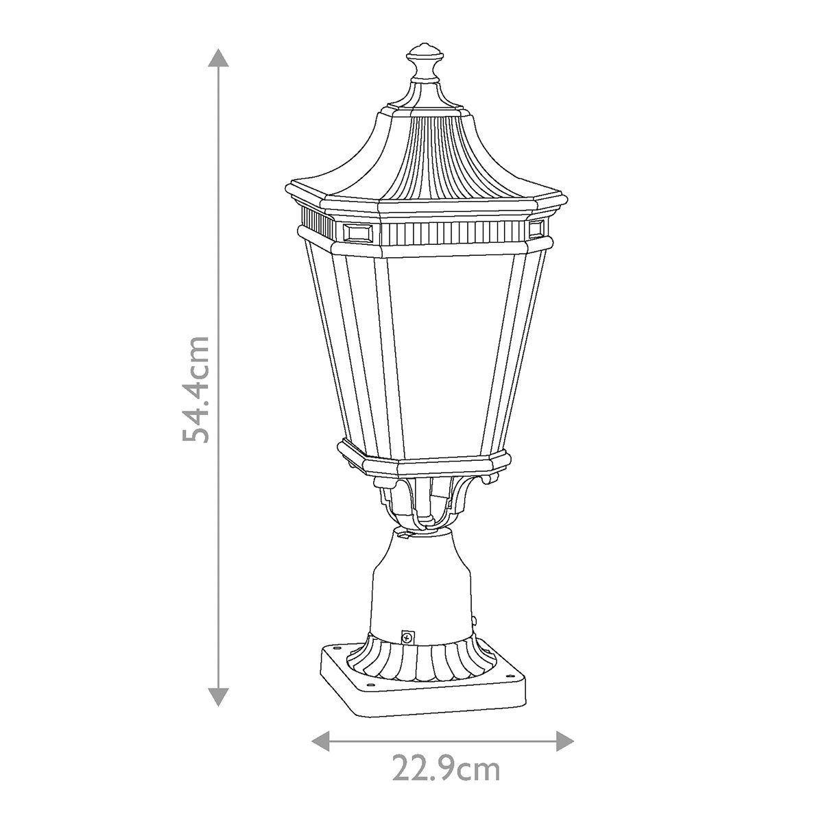 Victorian-Inspired Black Lantern Pedestal with Beveled Glass Details