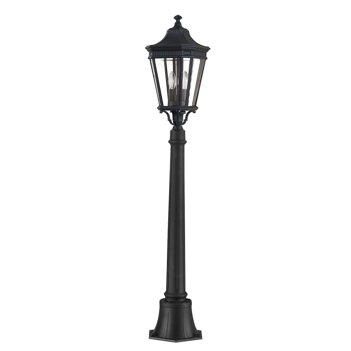 Victorian-Style Black Post Lantern with Beveled Glass Panels