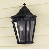 Grecian-Style Matt Black Half Lantern with Bevelled Glass