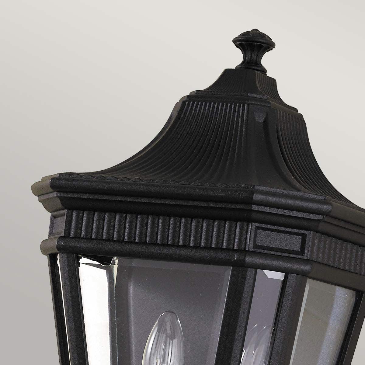 Grecian-Style Matt Black Half Lantern with Bevelled Glass