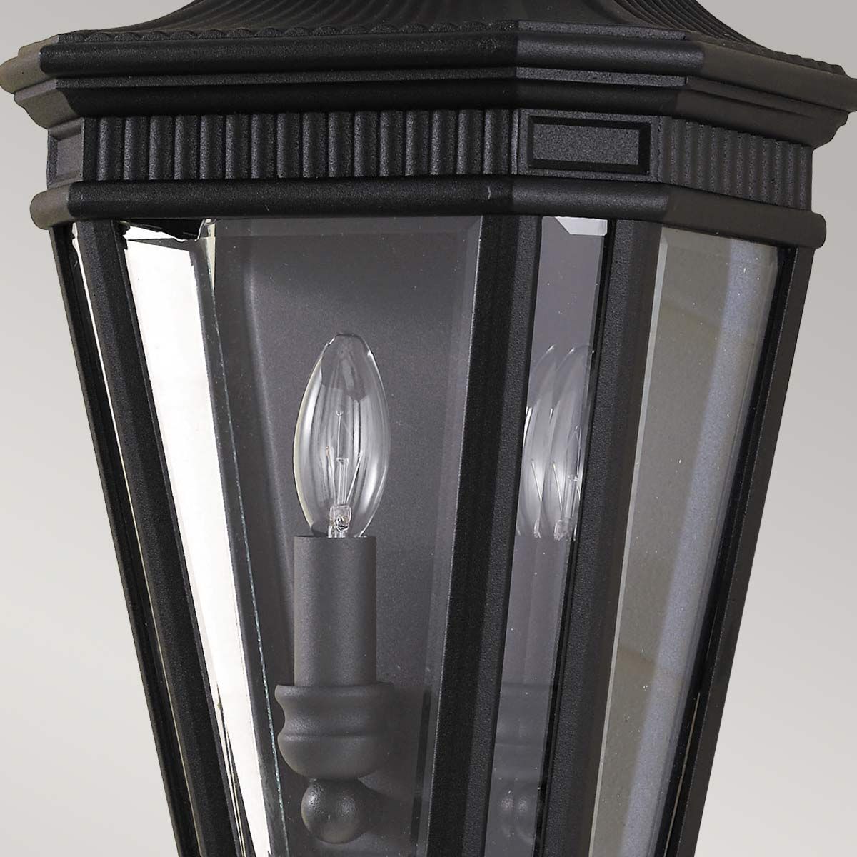 Grecian-Style Matt Black Half Lantern with Bevelled Glass