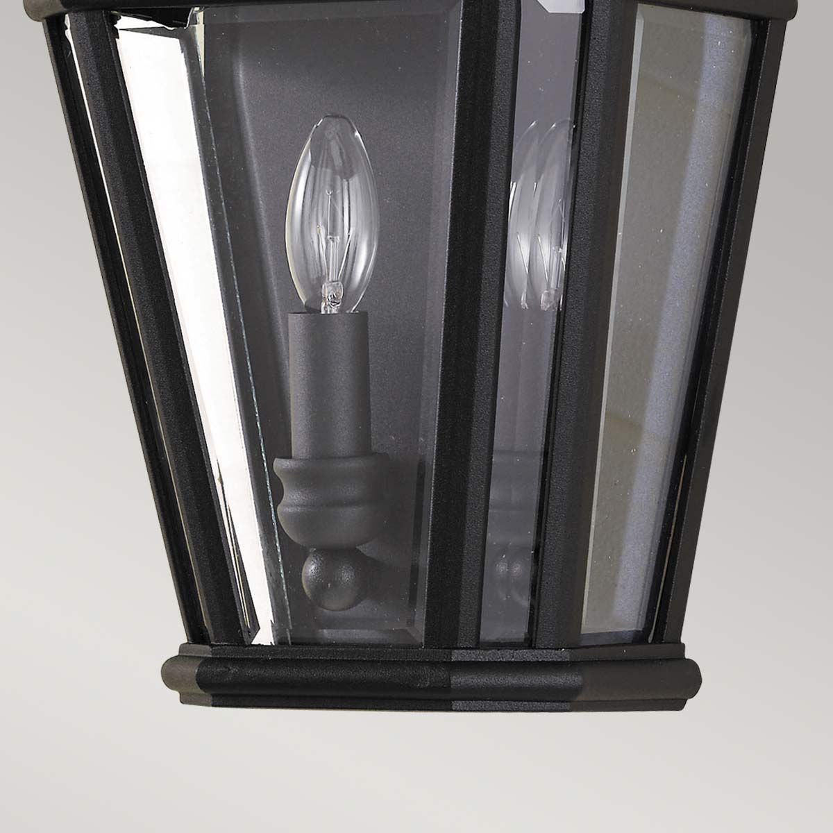 Grecian-Style Matt Black Half Lantern with Bevelled Glass