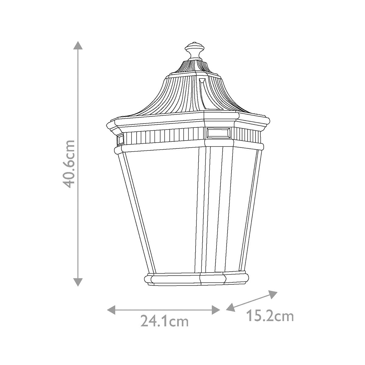 Grecian-Style Matt Black Half Lantern with Bevelled Glass
