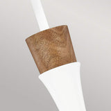 Darwin Pendant Light with Matte White Metal Shade and Natural Wood Accent