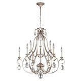 DeWitt Collection: 9-Light Sunrise Silver Chandelier with Crystal Accents