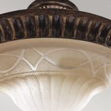 Edwardian Bronze Semi-Flush Ceiling Light with Scavo Glass and Walnut Finish