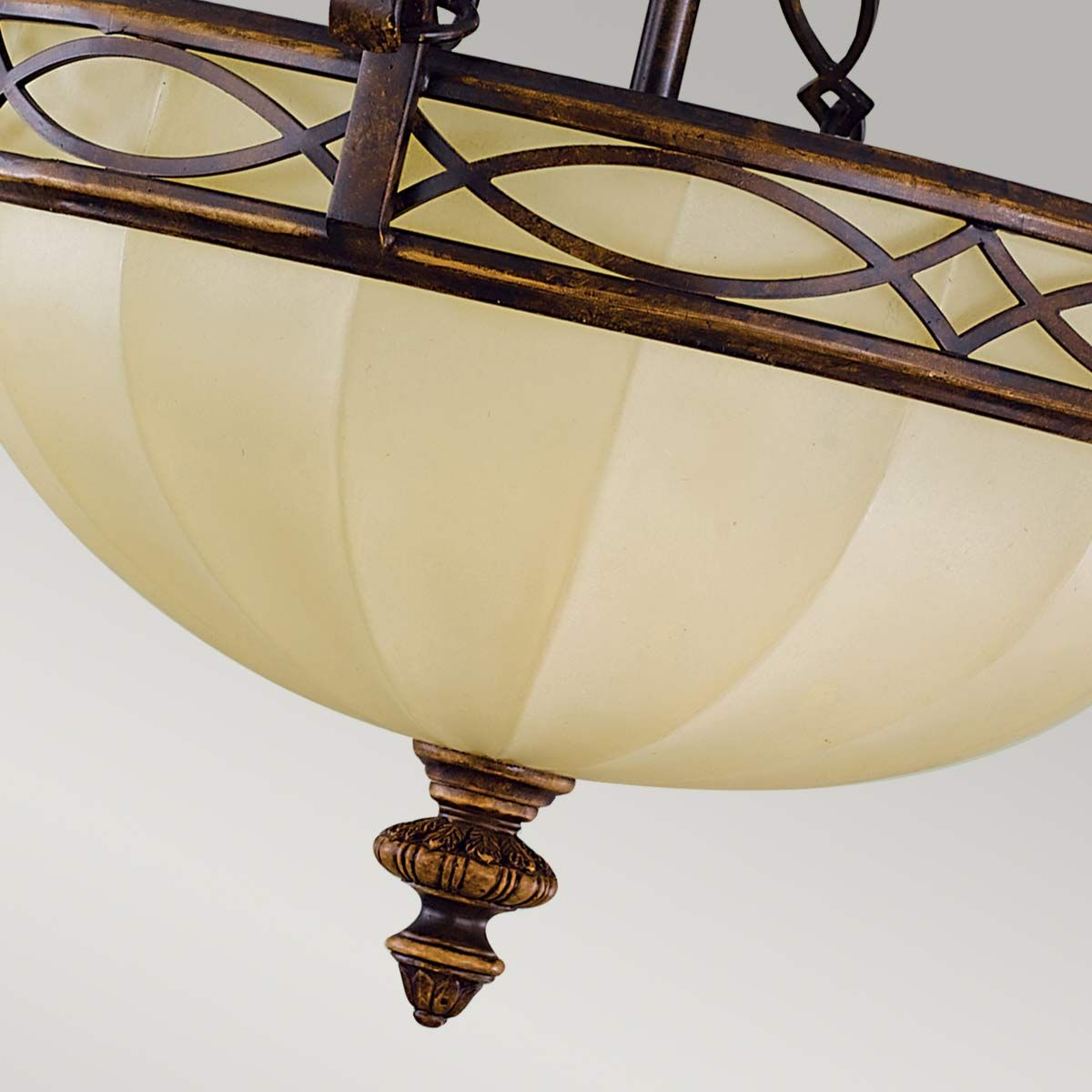 Edwardian Bronze Semi-Flush Ceiling Light with Scavo Glass