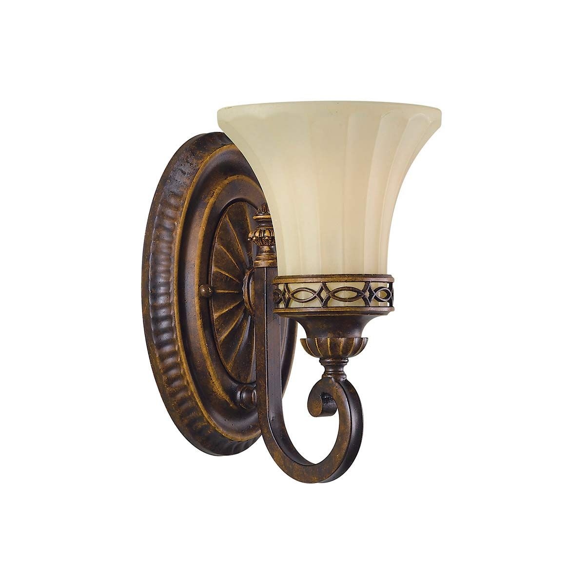 Georgian Style Single Wall Sconce with Amber Flared Glass Shade