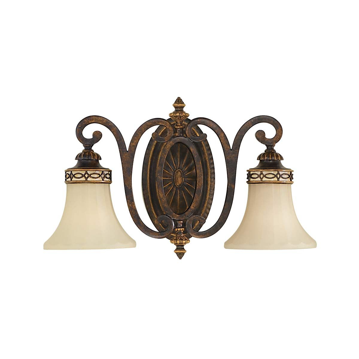 Edwardian Elegance: Twin Scavo Shade Wall Sconce in Walnut Finish