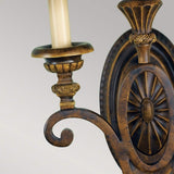 French Georgian Bronze Double Wall Sconce with Twisted Fabric Shades