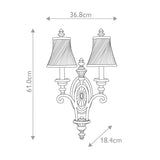 French Georgian Bronze Double Wall Sconce with Twisted Fabric Shades