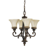 Edwardian-Style Chandelier with Amber Scavo Glass and Walnut Finish