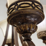 Edwardian-Style Chandelier with Amber Scavo Glass and Walnut Finish