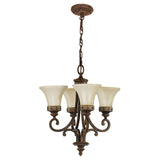 Edwardian-Style Chandelier with Amber Scavo Glass and Walnut Finish