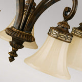 Edwardian Style Bronze Chandelier with Scavo Glass Shades