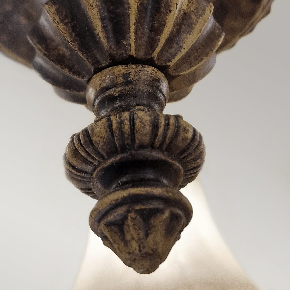 Edwardian Style Bronze Chandelier with Scavo Glass Shades