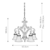 Edwardian Style Bronze Chandelier with Scavo Glass Shades
