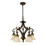 Edwardian Style Bronze Chandelier with Scavo Glass Shades