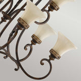 Georgian Bronze Twin-Tier Chandelier with Amber Scavo Glass and Walnut Finish