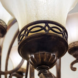 Georgian Bronze Twin-Tier Chandelier with Amber Scavo Glass and Walnut Finish
