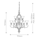 Georgian Bronze Twin-Tier Chandelier with Amber Scavo Glass and Walnut Finish