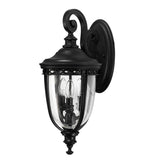 Elegant Black Garden Wall Lantern with Speckled Glass Detail