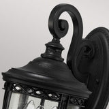 Elegant Black Garden Wall Lantern with Speckled Glass Detail