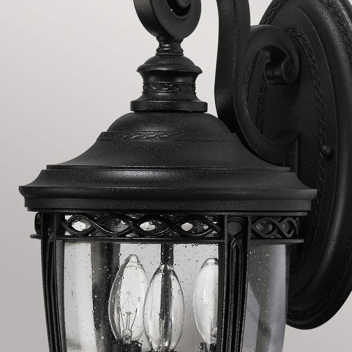 Elegant Black Garden Wall Lantern with Speckled Glass Detail