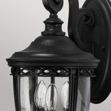 Elegant Black Garden Wall Lantern with Speckled Glass Detail