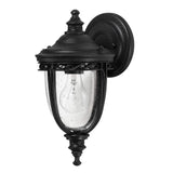 Charming Black Wall Lantern with Seeded Glass Panels
