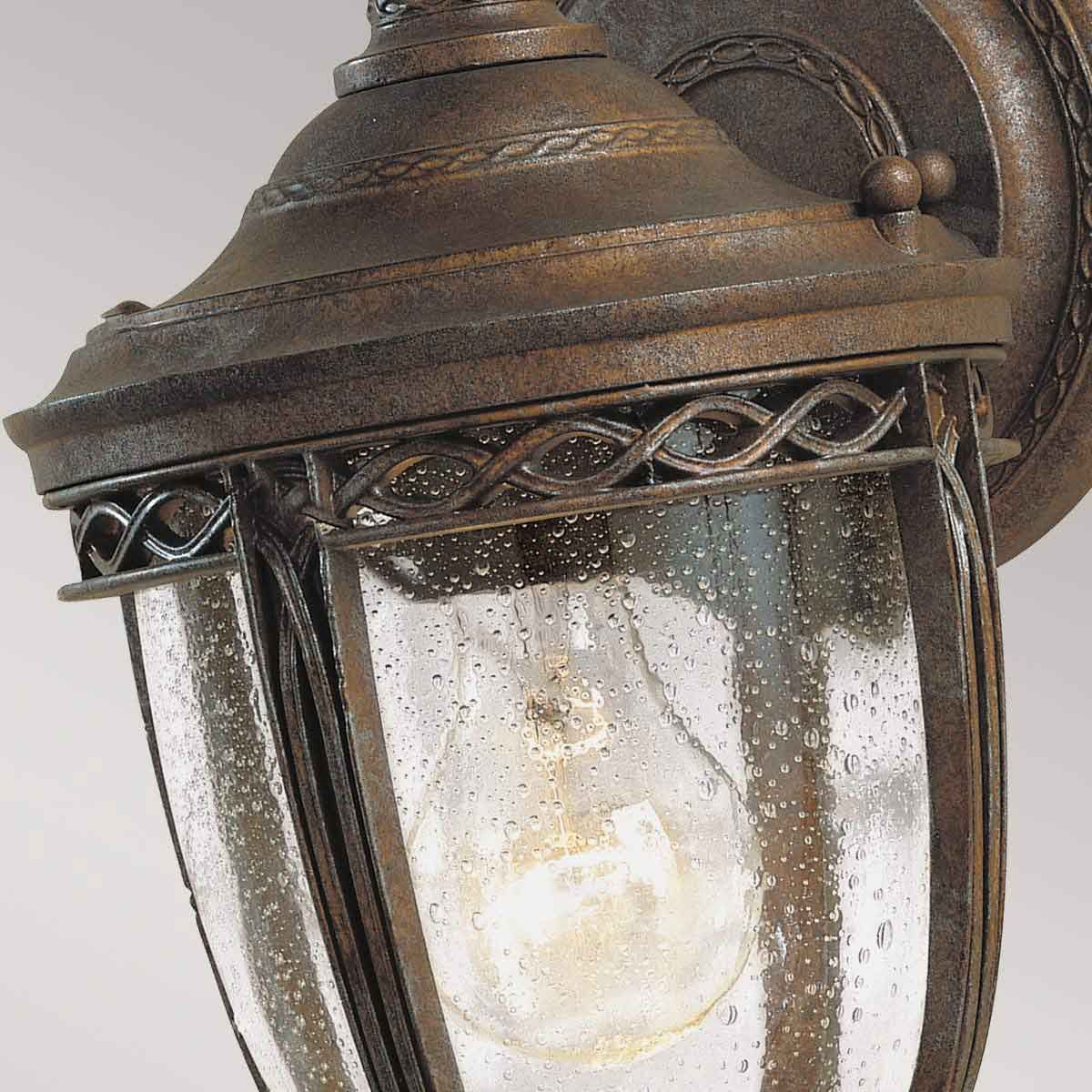 Elegant English Bridle Bronze Garden Lantern with Seeded Glass