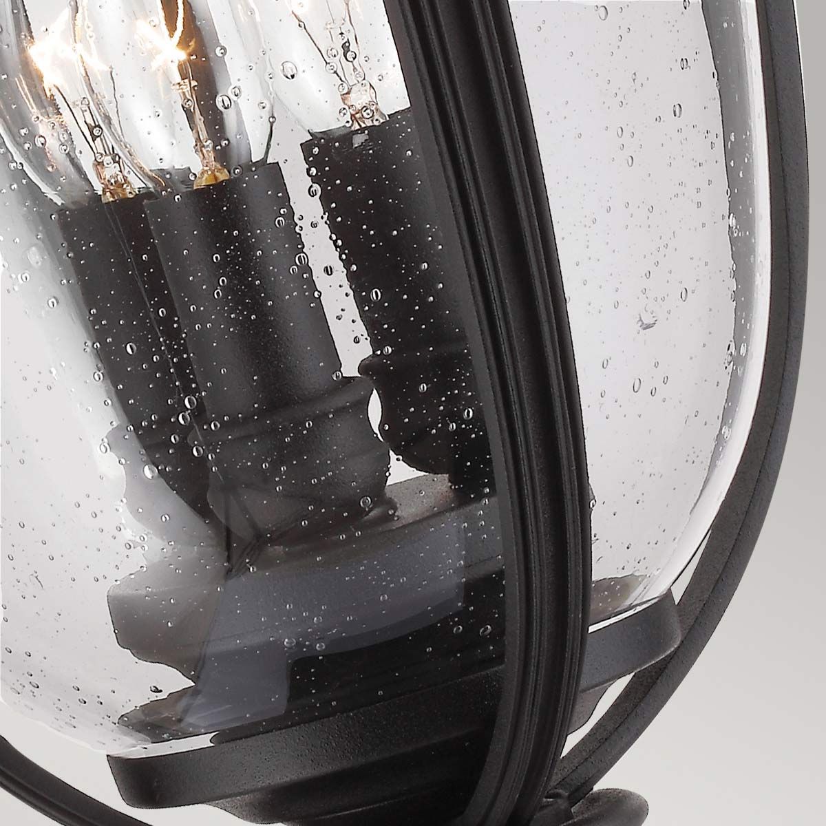 Victorian Black Pedestal Lantern with Seeded Glass Charm