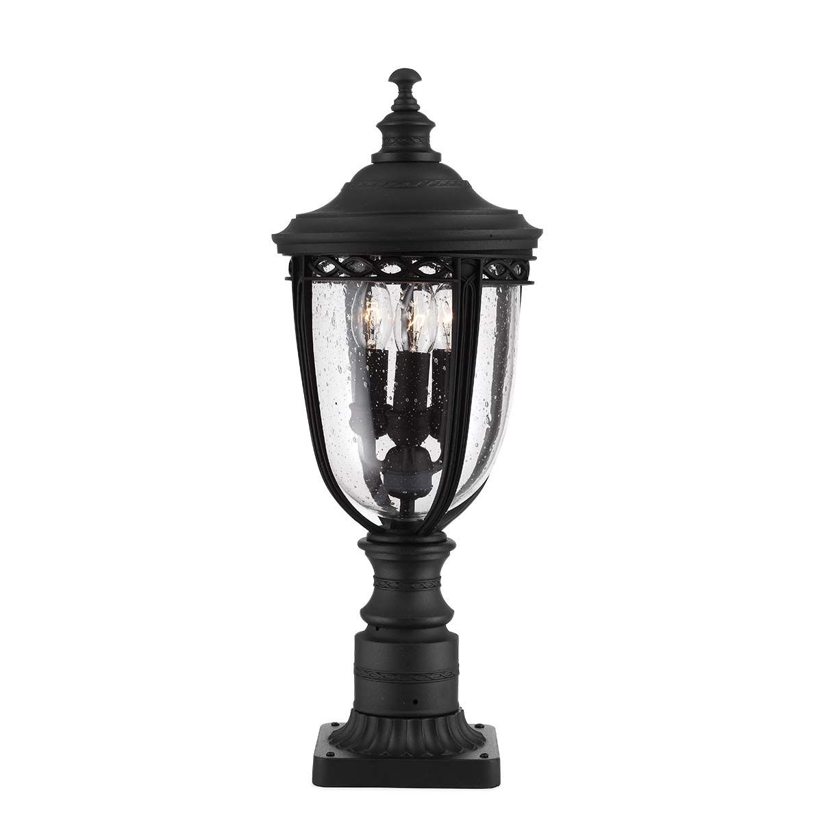 Victorian Black Pillar Lantern Light with English Countryside Charm