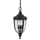Elegant Black Garden Porch Lantern with Seeded Glass