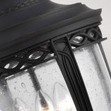 Elegant Black Garden Porch Lantern with Seeded Glass