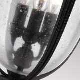 Elegant Black Garden Porch Lantern with Seeded Glass
