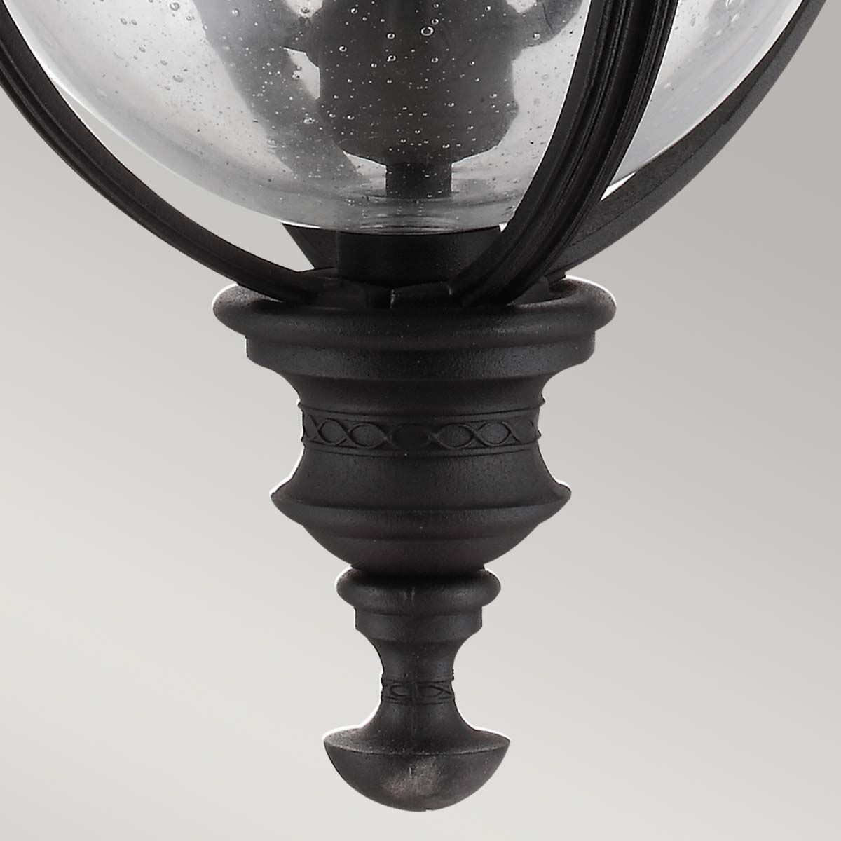 Elegant Black Garden Porch Lantern with Seeded Glass
