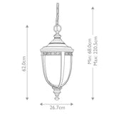 Elegant Black Garden Porch Lantern with Seeded Glass