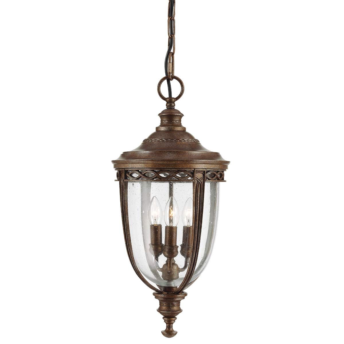Majestic Aged Bronze Garden Lantern with Elegant Speckled Glass