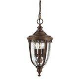 Elegant English Bridle Bronze Hanging Lantern with Seeded Glass