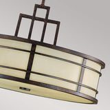 Grecian Bronze Fusion 3-Light Pendant with Amber Ribbed Glass Shades