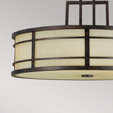 Grecian Bronze Fusion 3-Light Pendant with Amber Ribbed Glass Shades