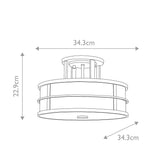 Fusion 3lt Semi-Flush Painted Natural Brass
