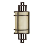Grecian Bronze Fusion Wall Light with Amber Ribbed Glass Shade