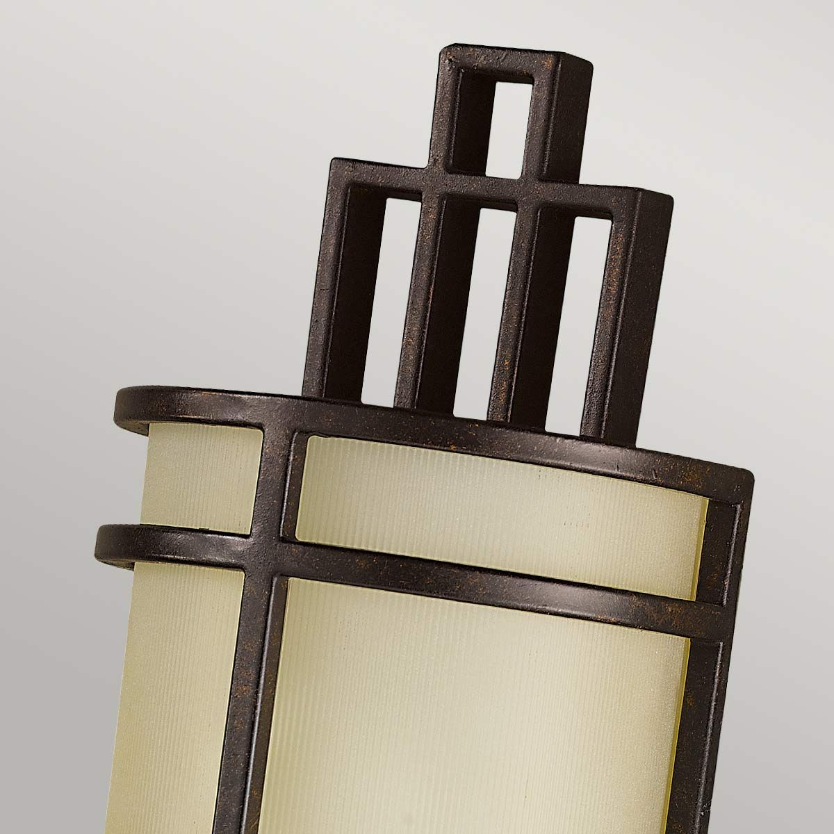 Grecian Bronze Fusion Wall Light with Amber Ribbed Glass Shade