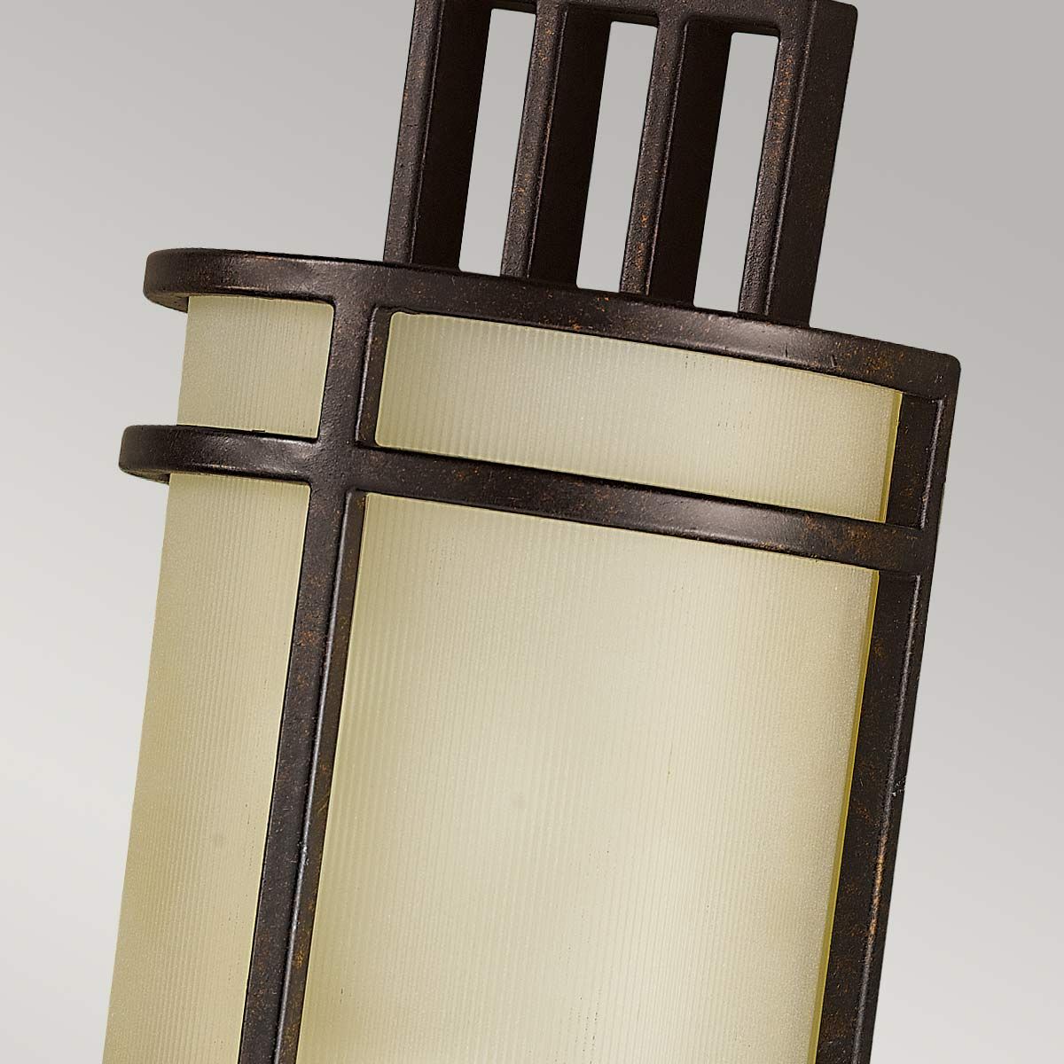 Grecian Bronze Fusion Wall Light with Amber Ribbed Glass Shade