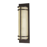 Grecian Bronze Dual-Light Wall Sconce with Amber Ribbed Glass
