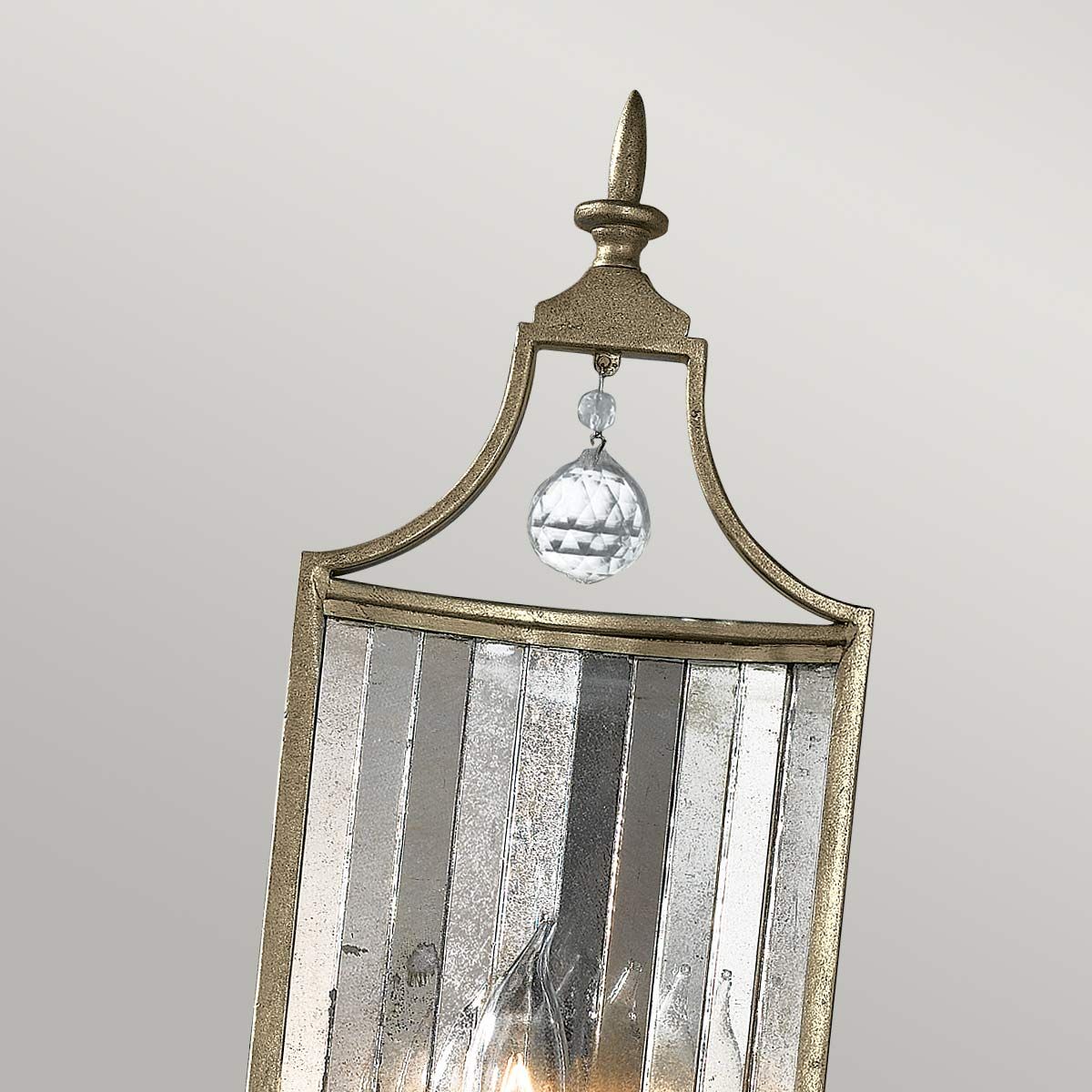 Elegant Italian-Influenced Gilded Silver Wall Sconce with Crystal Accents