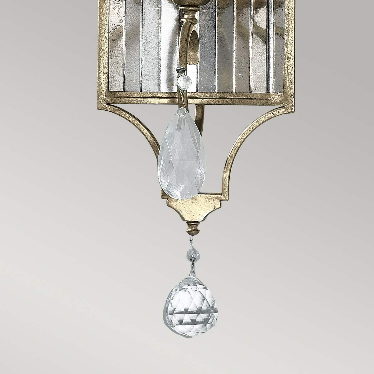 Elegant Italian-Influenced Gilded Silver Wall Sconce with Crystal Accents